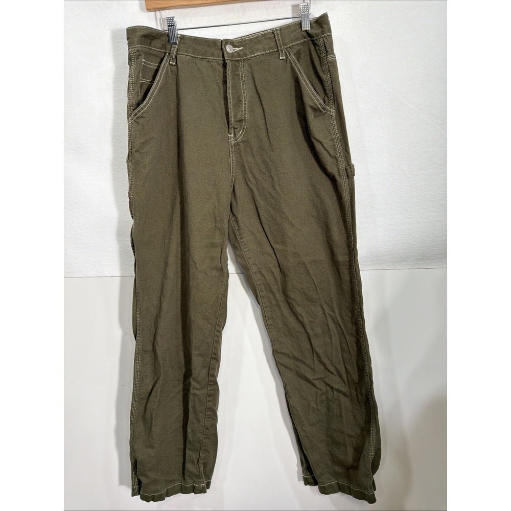 S.O.N.G Carpenter Jeans High Rise Women's Size 17/33 Olive Green Button Fly Y2K